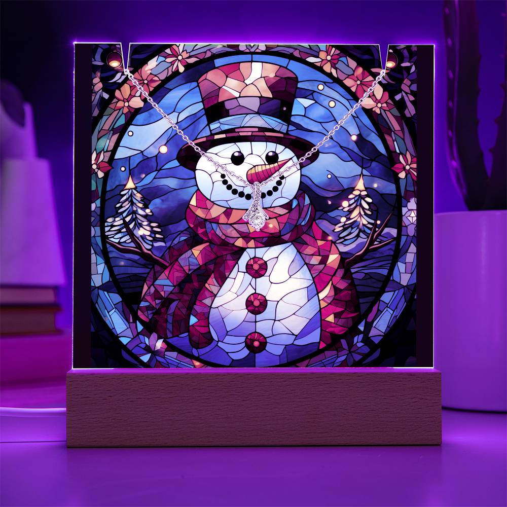 SNOWMAN 2 | 2-for-1 Backlit Christmas Plaque with Alluring Beauty Necklace