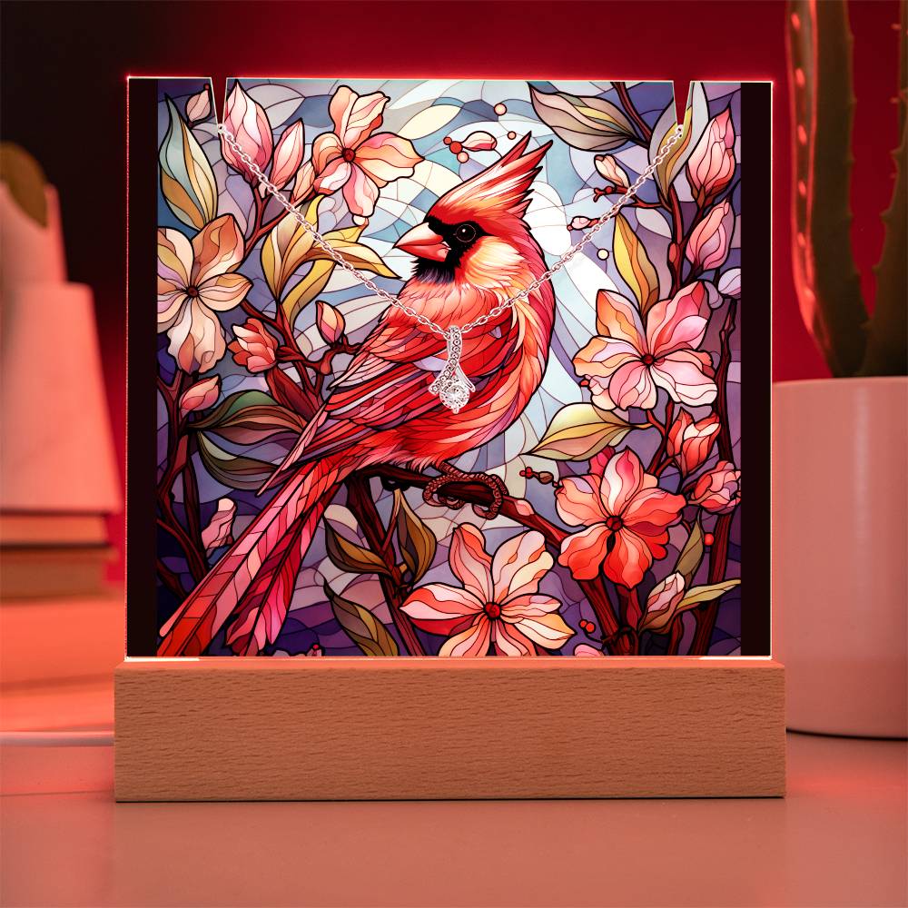 CARDINALS - 1 | 2-for-1 Night Light Plaque with Alluring Beauty Necklace
