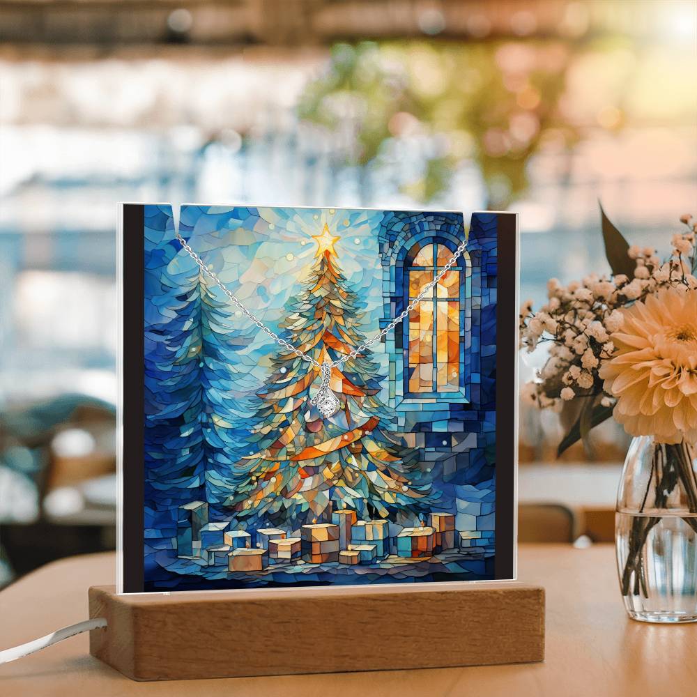 TREE 5 | 2-for-1 Backlit Christmas  Plaque with Alluring Beauty Necklace