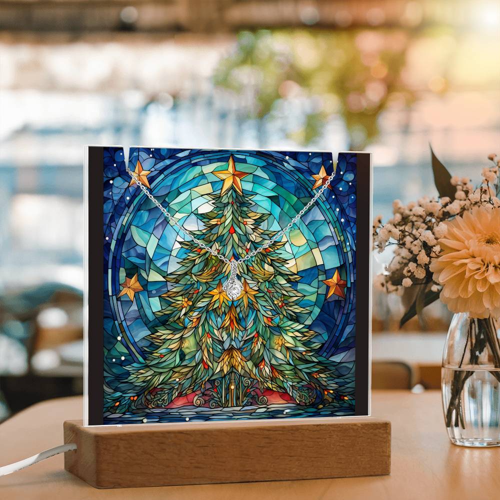 TREE 3 | 2-for-1 Backlit Christmas Plaque with Alluring Beauty Necklace