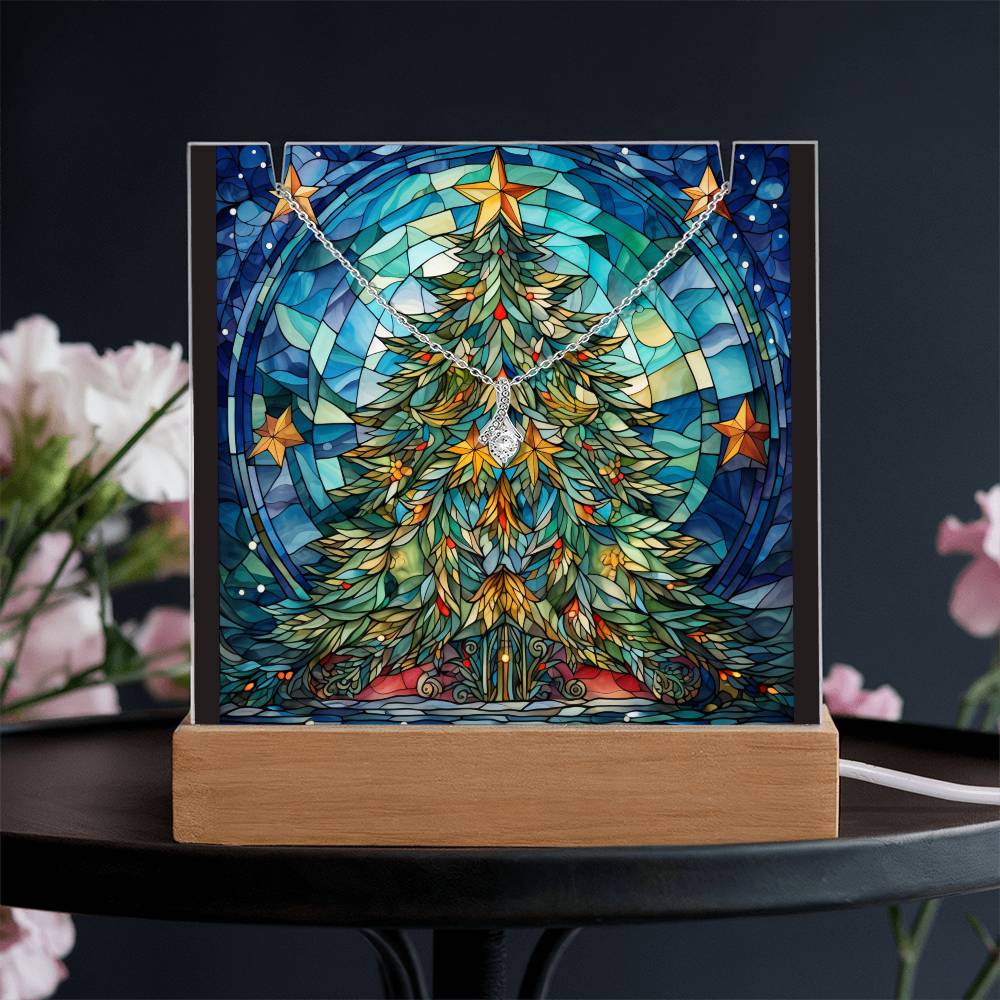 TREE 3 | 2-for-1 Backlit Christmas Plaque with Alluring Beauty Necklace