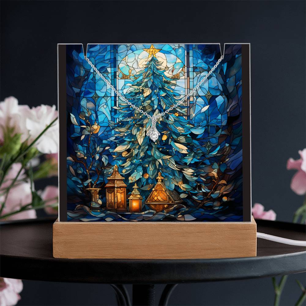 TREE 4 | 2-for-1 Backlit Christmas Plaque with Alluring Beauty Necklace