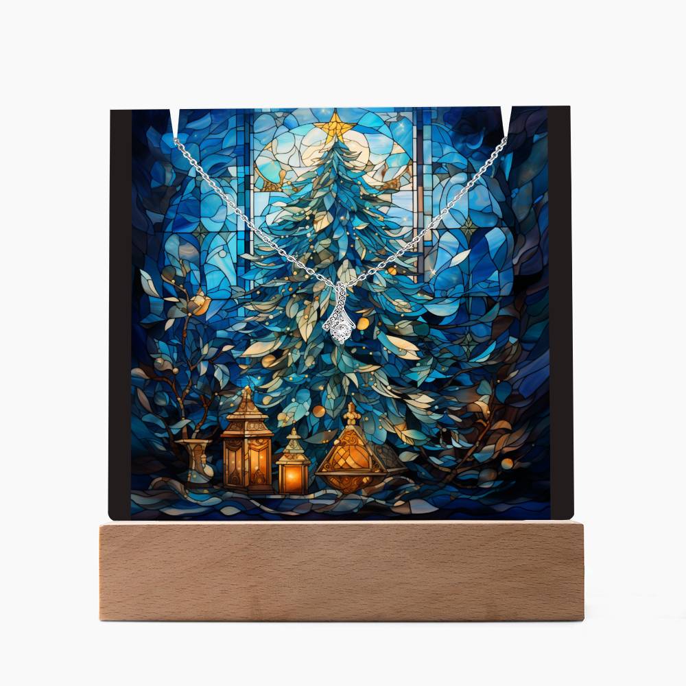 TREE 4 | 2-for-1 Backlit Christmas Plaque with Alluring Beauty Necklace