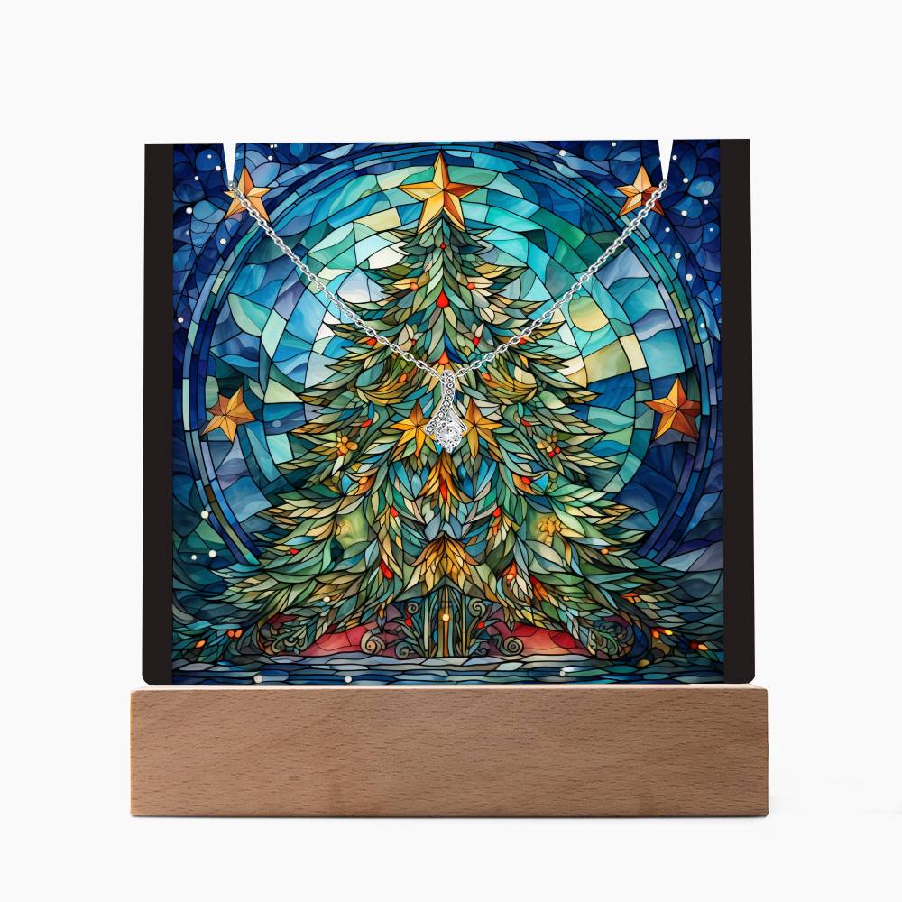 TREE 3 | 2-for-1 Backlit Christmas Plaque with Alluring Beauty Necklace