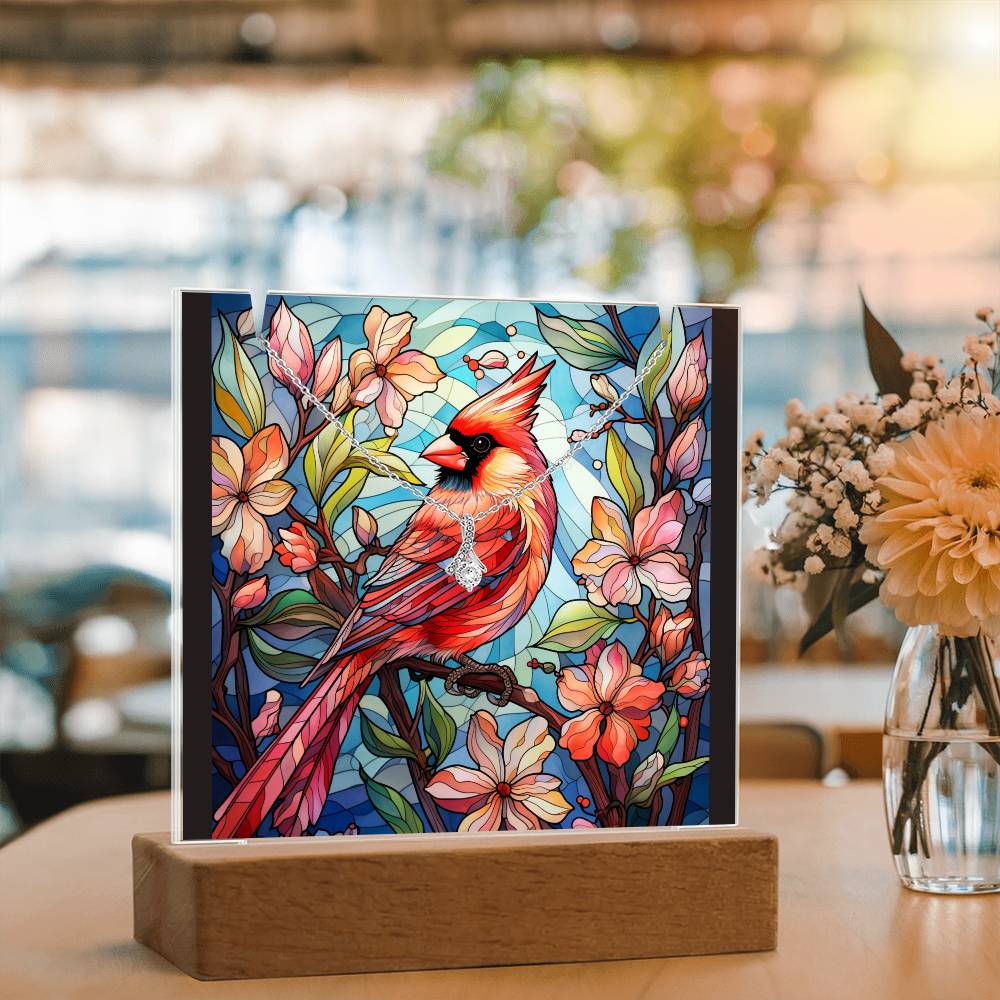 CARDINALS - 1 | 2-for-1 Night Light Plaque with Alluring Beauty Necklace