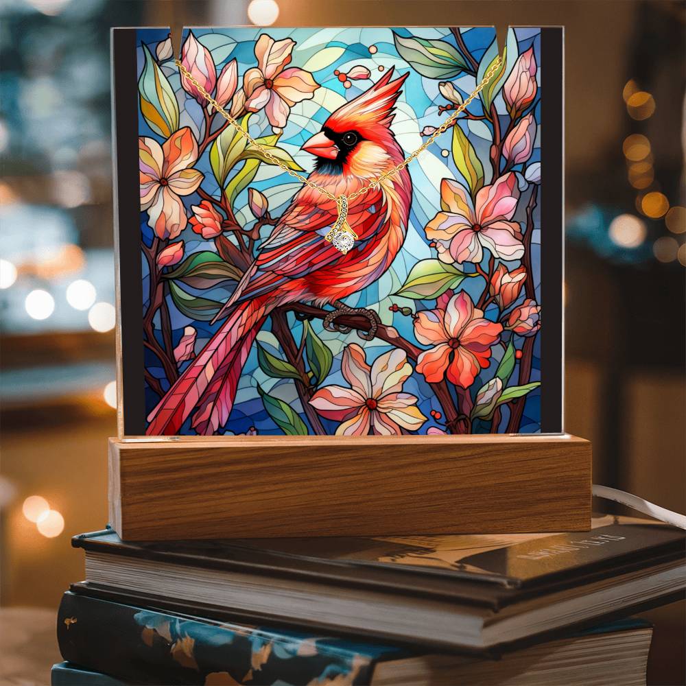CARDINALS - 1 | 2-for-1 Night Light Plaque with Alluring Beauty Necklace