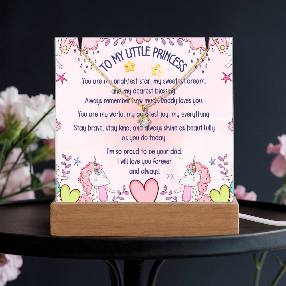 TO MY LITTLE PRINCESS - LOVE DAD - LED NIGHTLIGHT and NECKLACE