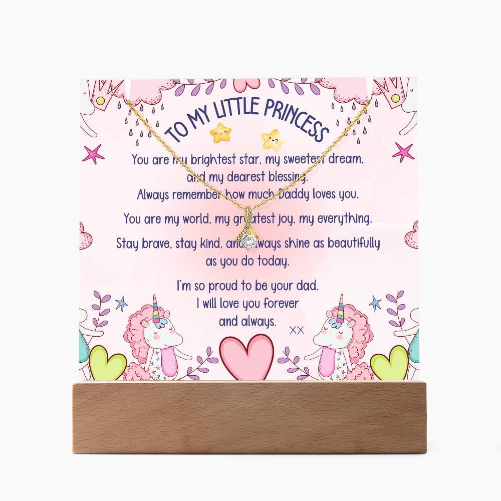 TO MY LITTLE PRINCESS - LOVE DAD - LED NIGHTLIGHT and NECKLACE