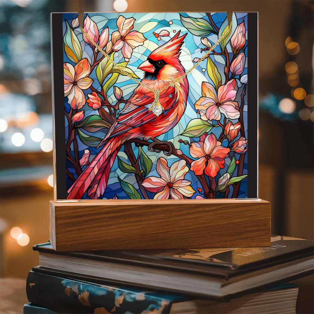 CARDINALS - 1 | 2-for-1 Night Light Plaque with Alluring Beauty Necklace