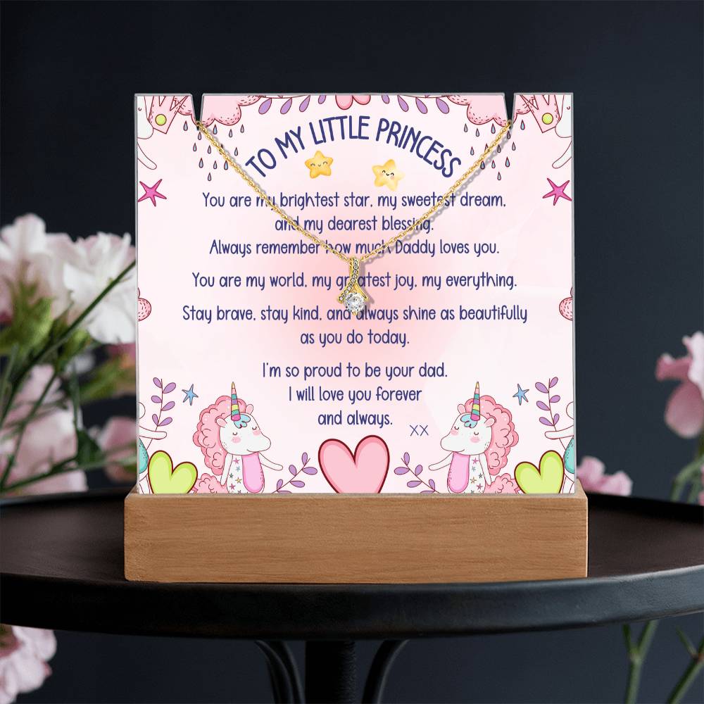 TO MY LITTLE PRINCESS - LOVE DAD - LED NIGHTLIGHT and NECKLACE