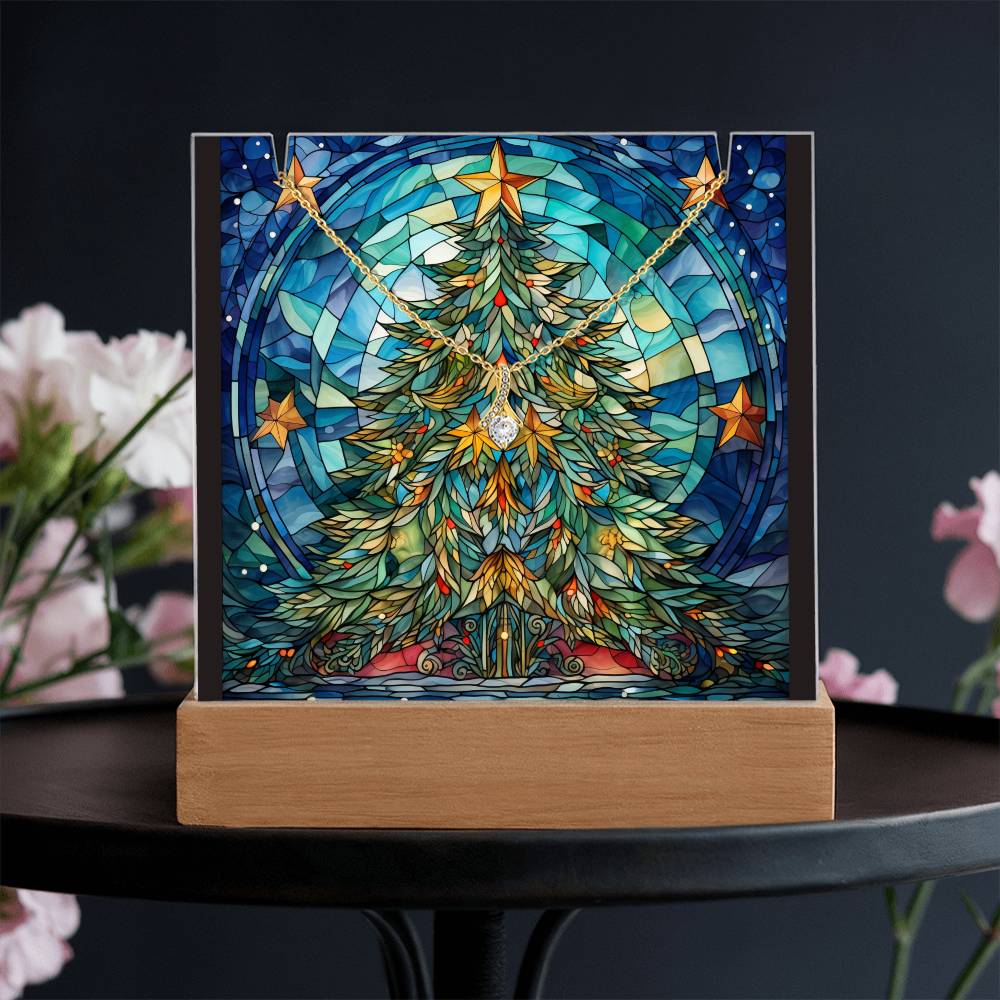 TREE 3 | 2-for-1 Backlit Christmas Plaque with Alluring Beauty Necklace