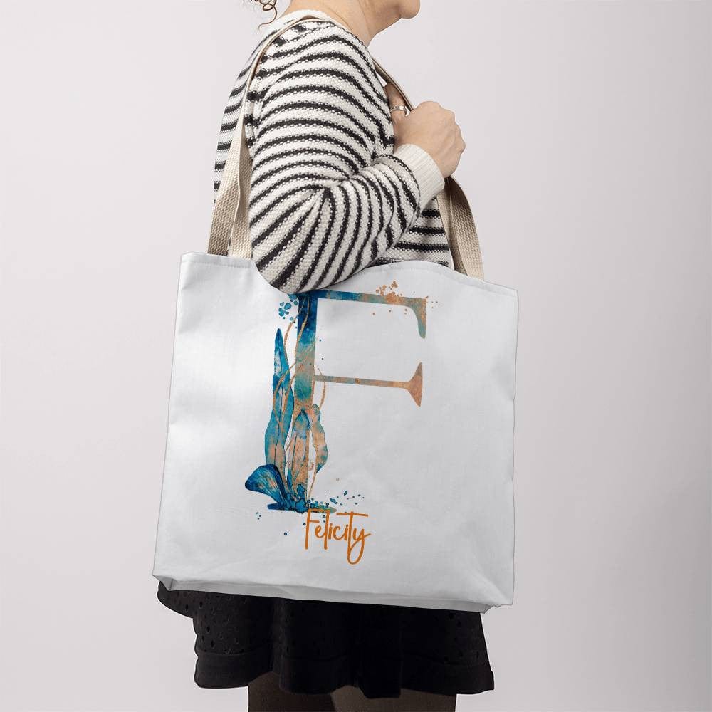 PERSONALIZABLE TOTE BAG | MONOGRAM - F | PERFECT GIFT for BFF, SISTER, CO-WORKER