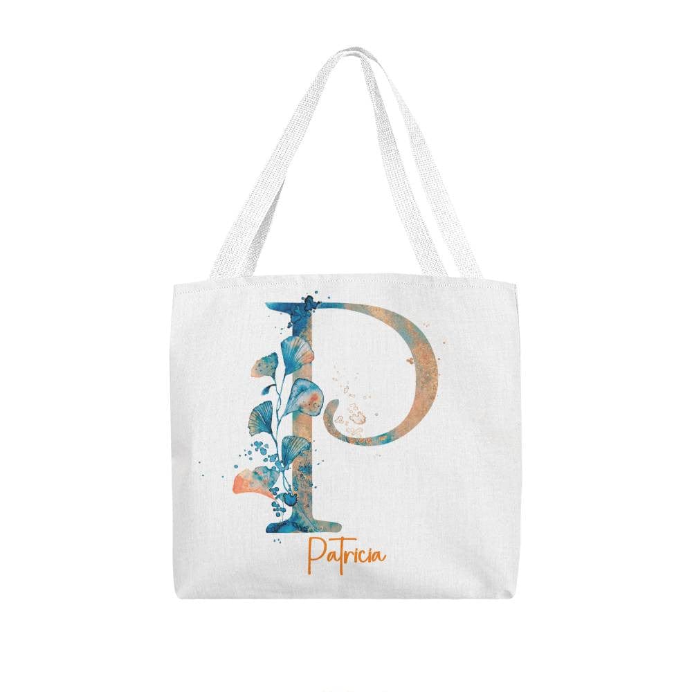 PERSONALIZABLE TOTE BAG | MONOGRAM - P | PERFECT GIFT for MOM, TEACHER, SISTER-in-LAW