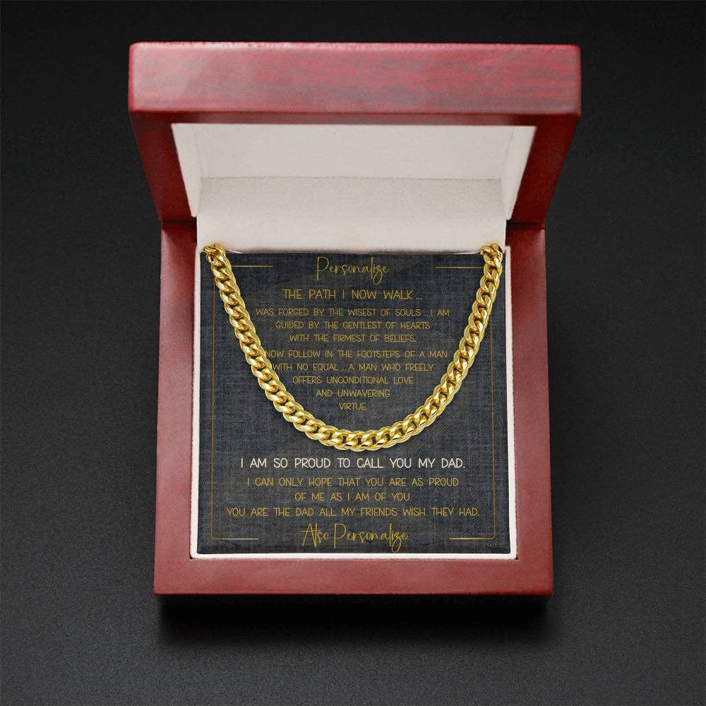 For DAD or STEPDAD | BIRTHDAY - FATHER'S DAY | Heartwarming Message with Cuban Link Chain