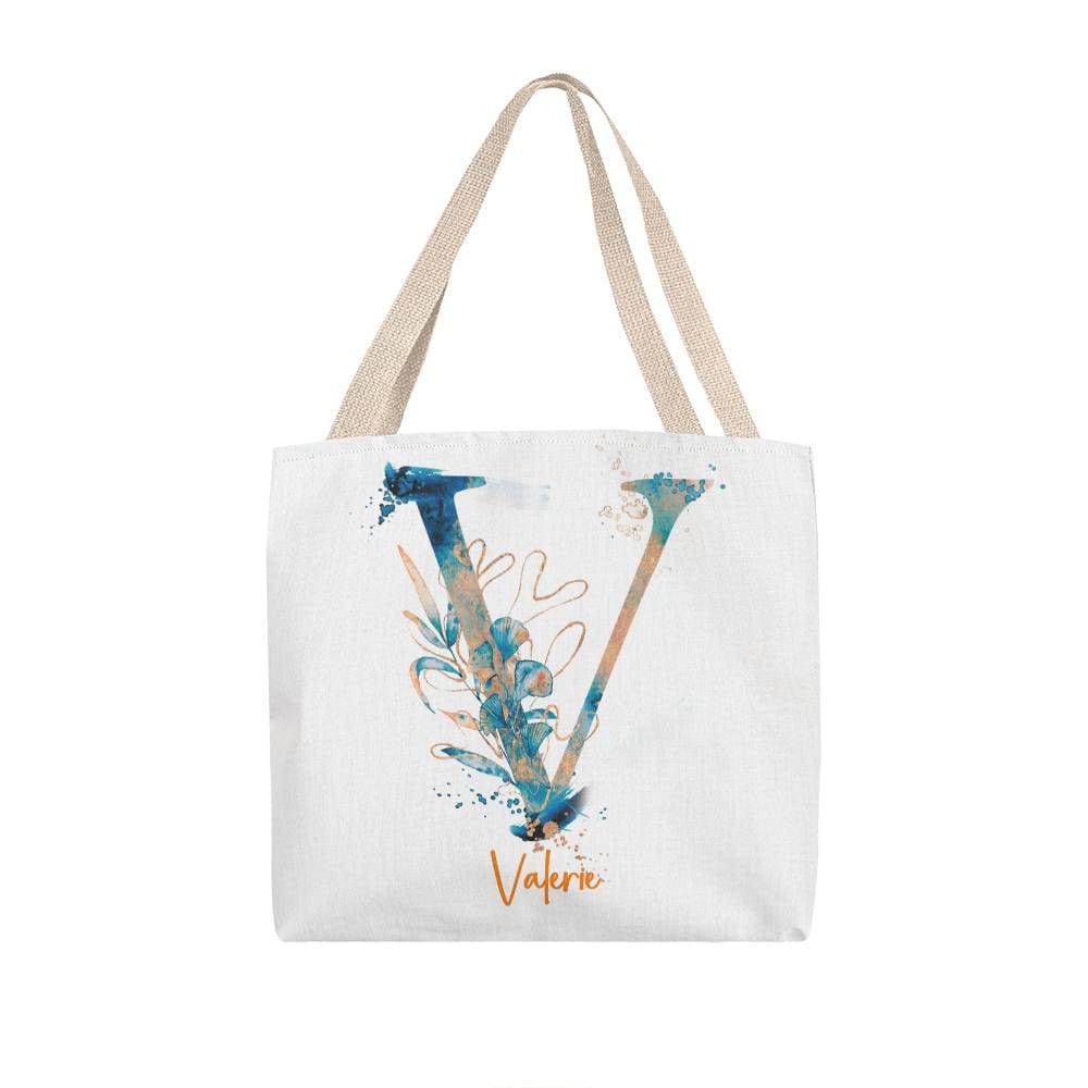PERSONALIZABLE TOTE BAG | MONOGRAM - V | PERFECT GIFT for FIANCEE, WIFE, DAUGHTER
