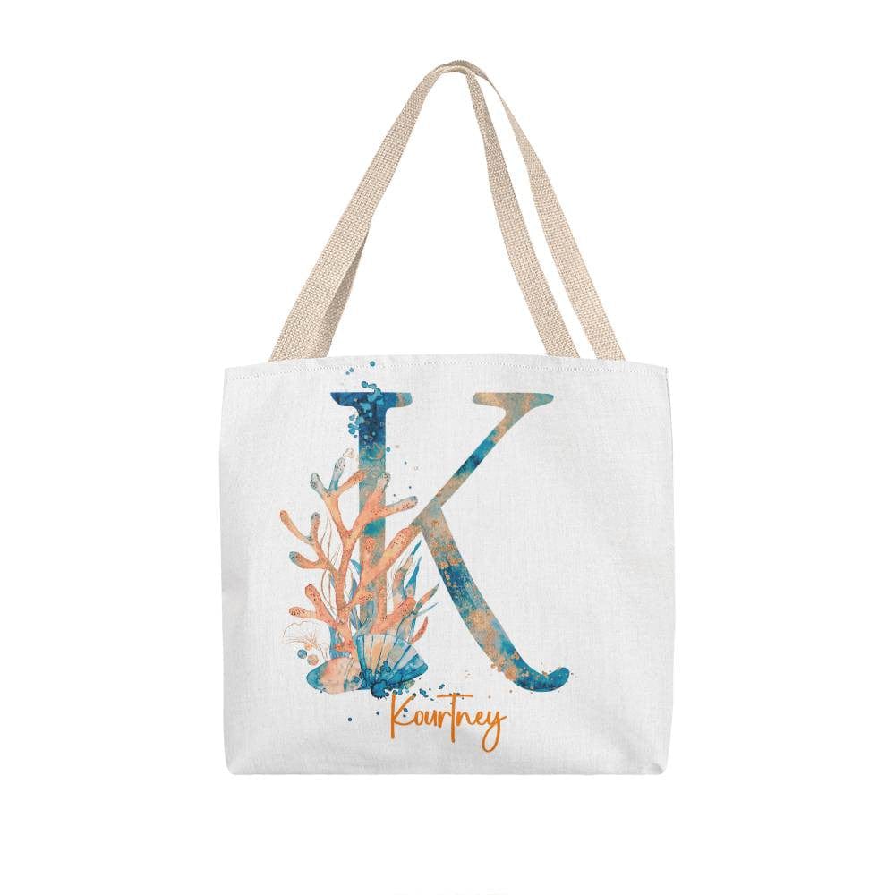 PERSONALIZABLE TOTE BAG | MONOGRAM - K | PERFECT GIFT FOR WIFE, SISTER, CO-WORKER