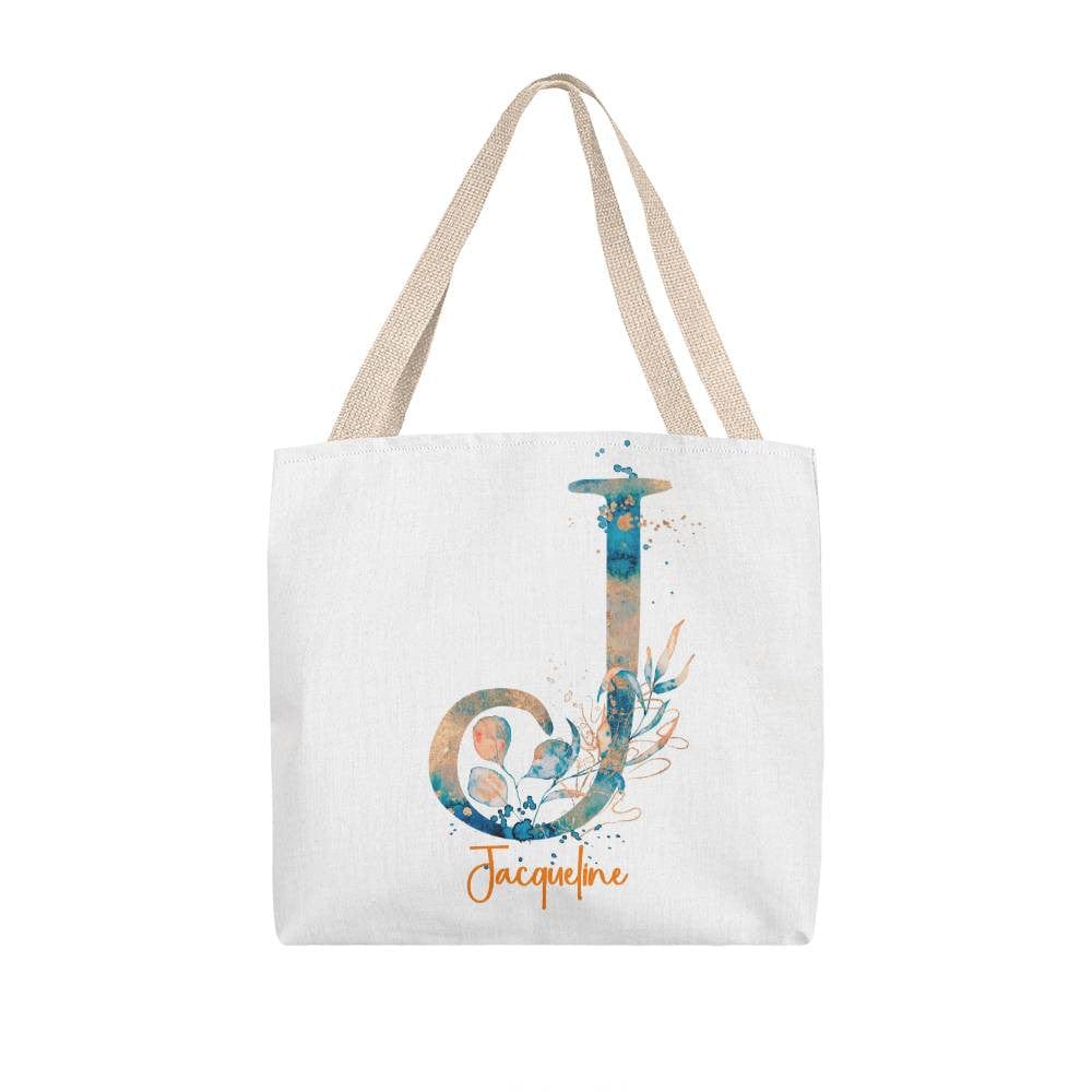 PERSONALIZABLE TOTE BAG | MONOGRAM - J | PERFECT GIFT for BFF, TEACHER, CO-WORKER