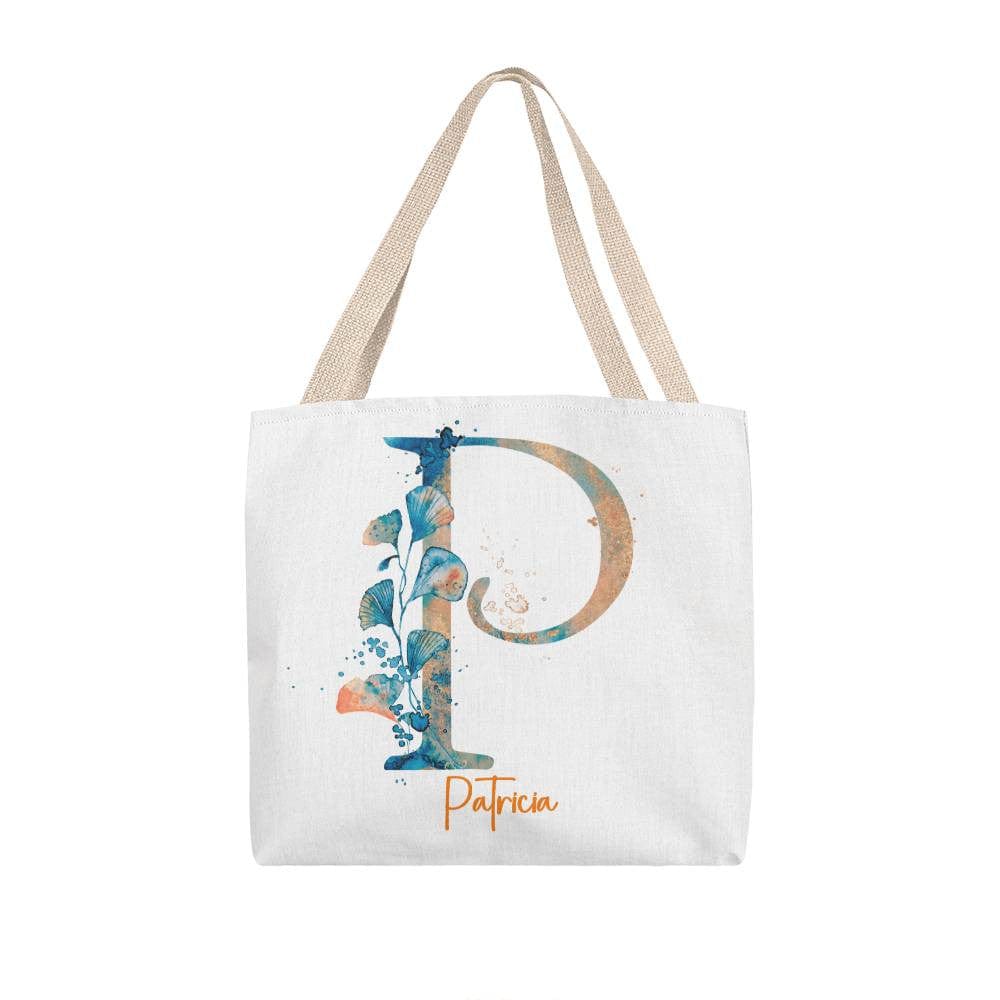 PERSONALIZABLE TOTE BAG | MONOGRAM - P | PERFECT GIFT for MOM, TEACHER, SISTER-in-LAW