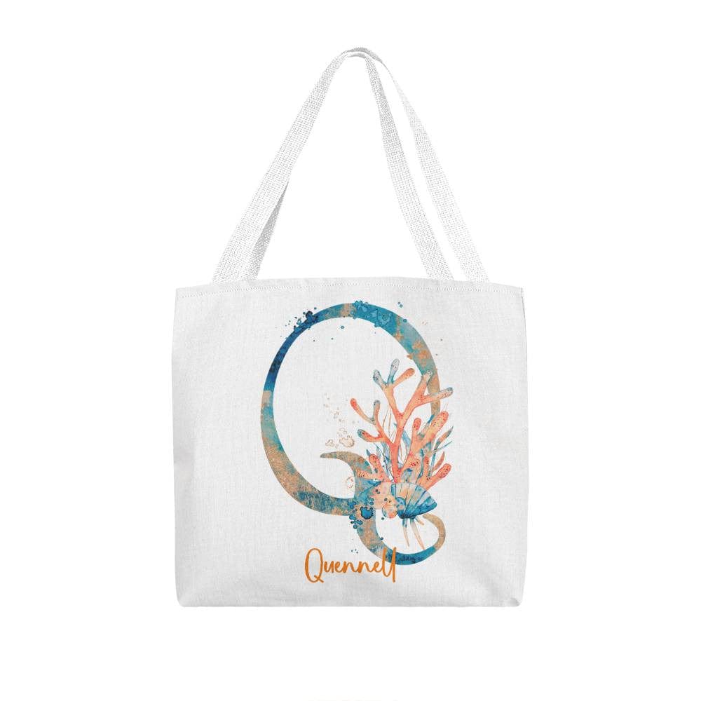 PERSONALIZABLE TOTE BAG | MONOGRAM - Q | PERFECT GIFT for SOULMATE, BFF, TEACHER