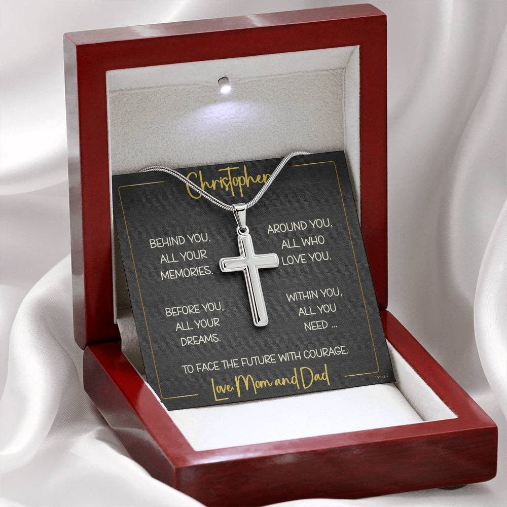 UNISEX - GIFT | Artisan-crafted CROSS NECKLACE with PERSONALIZABLE message