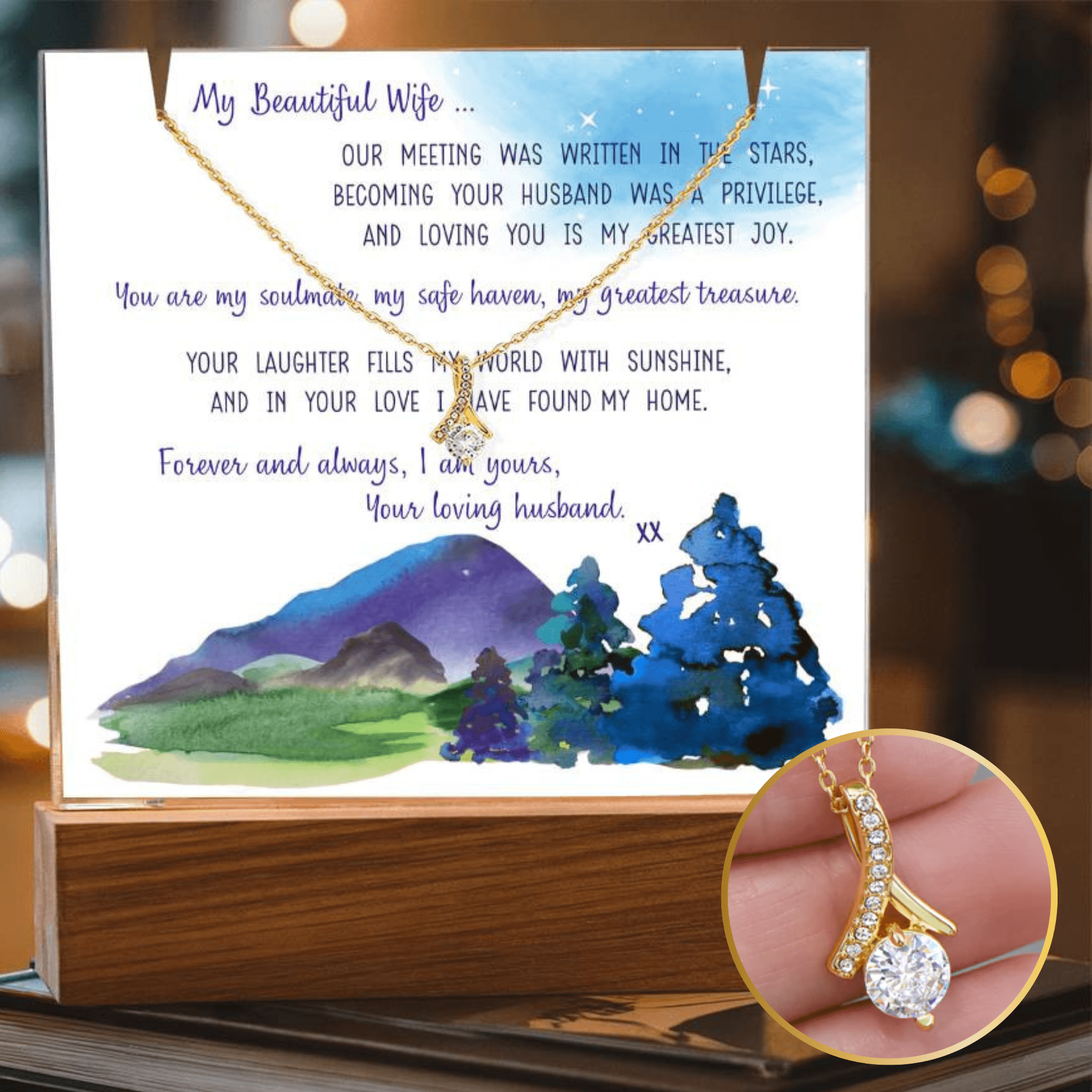 WRITTEN IN THE STARS | 2-for-1 LED Nightlight with Alluring Beauty Necklace