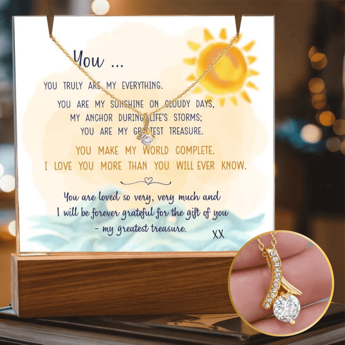 YOU ARE MY GREATEST TREASURE | 2-for-1 LED Nightlight with Alluring Beauty Necklace