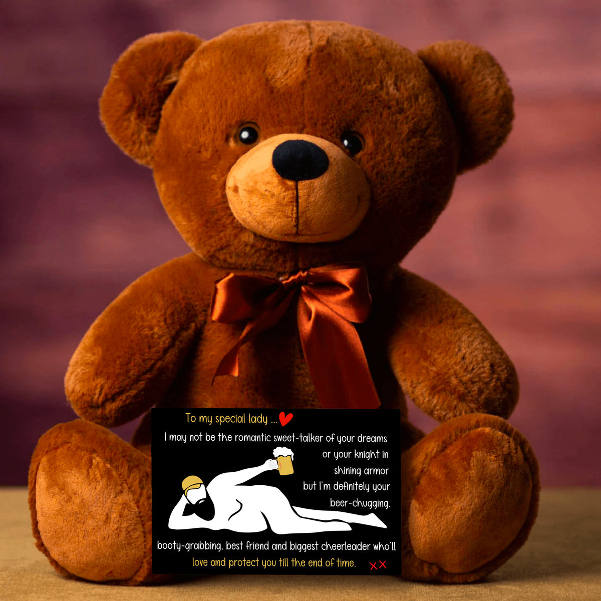 Teddy with BEER-CHUGGING message | Hilarious and Romantic Gift for Her