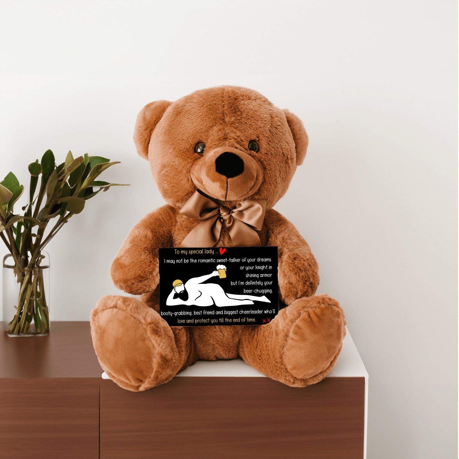 Teddy with BEER-CHUGGING message | Hilarious and Romantic Gift for Her