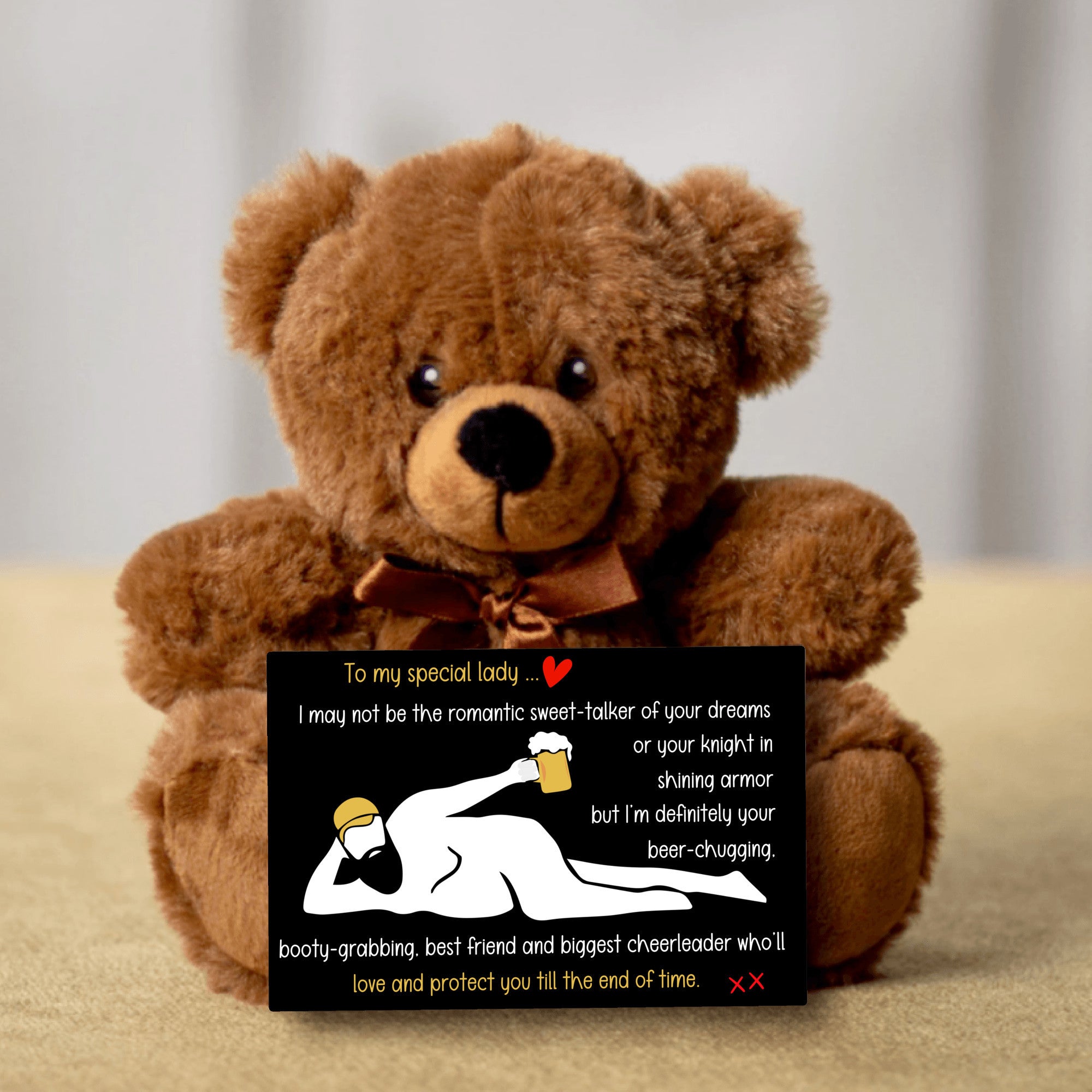 Teddy with BEER-CHUGGING message | Hilarious and Romantic Gift for Her