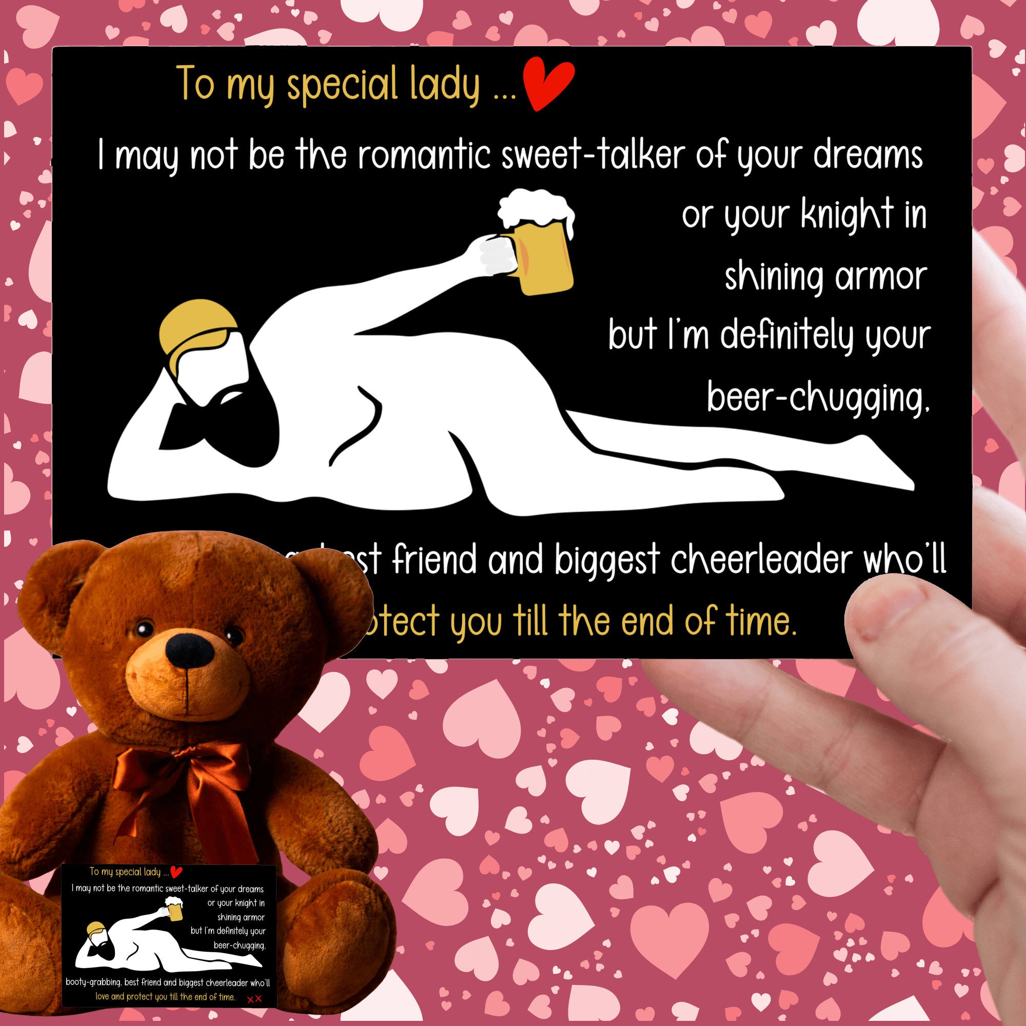 Teddy with BEER-CHUGGING message | Hilarious and Romantic Gift for Her