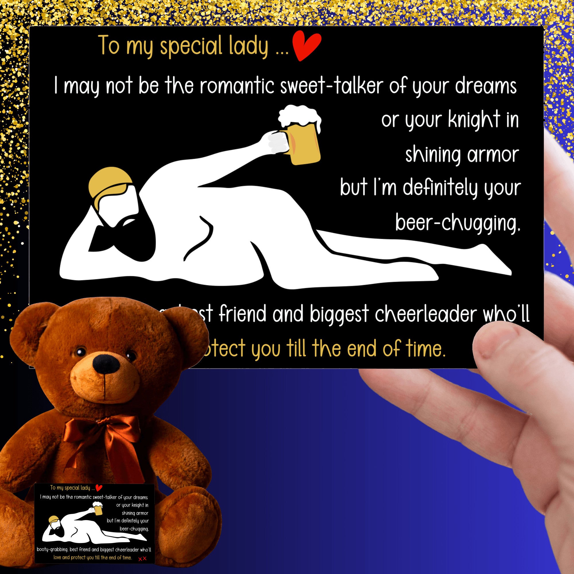 Teddy with BEER-CHUGGING message | Hilarious and Romantic Gift for Her