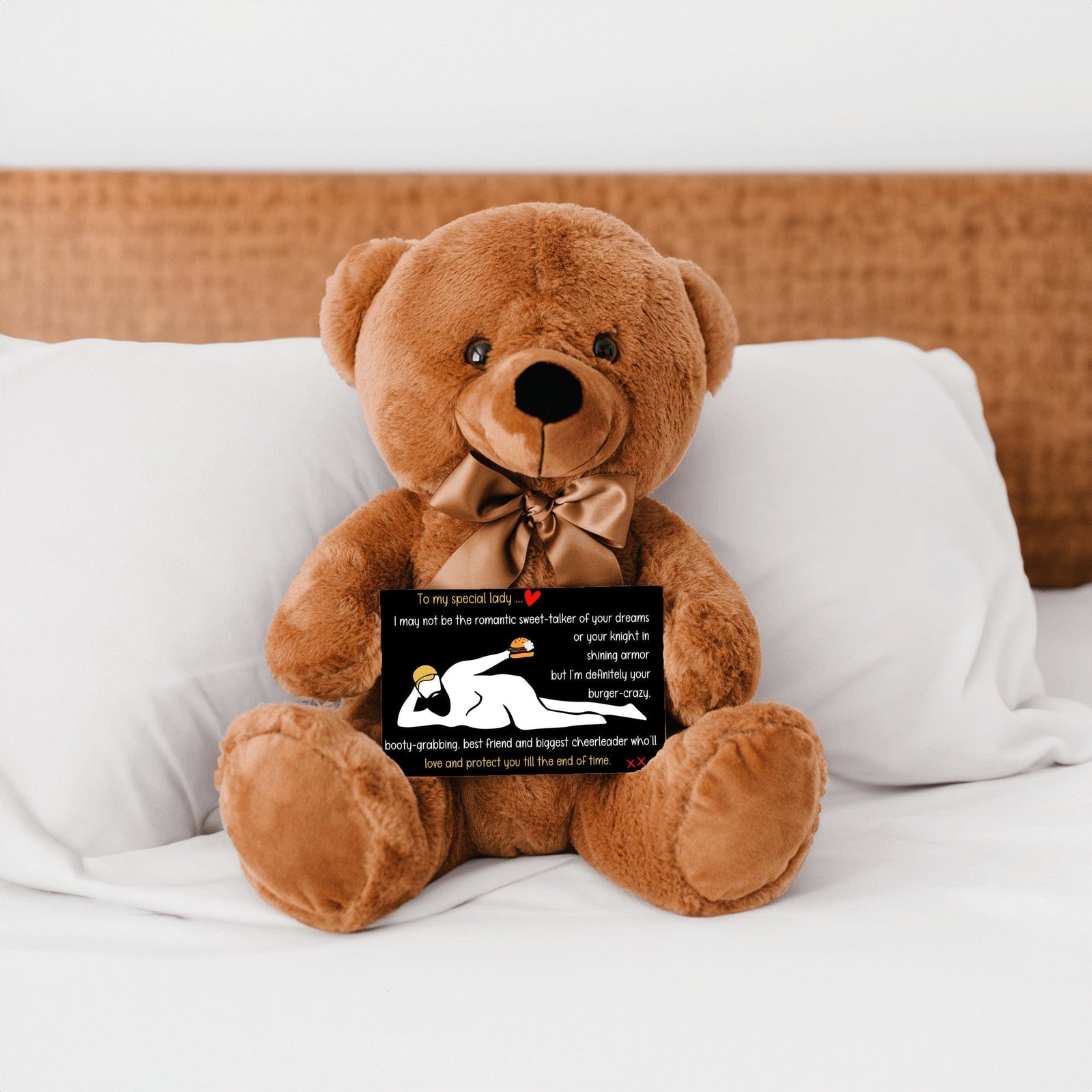 Teddy with BURGER-CRAZY message | Hilarious and Romantic Gift for Her