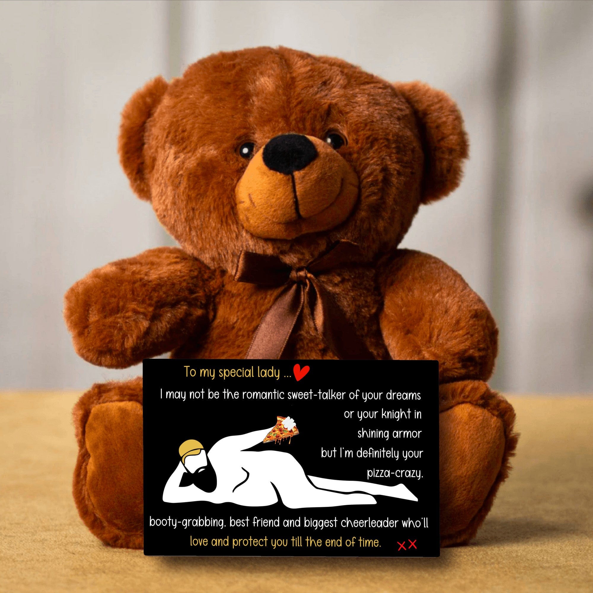 Teddy with PIZZA-CRAZY message | Hilarious and Romantic Gift for Her