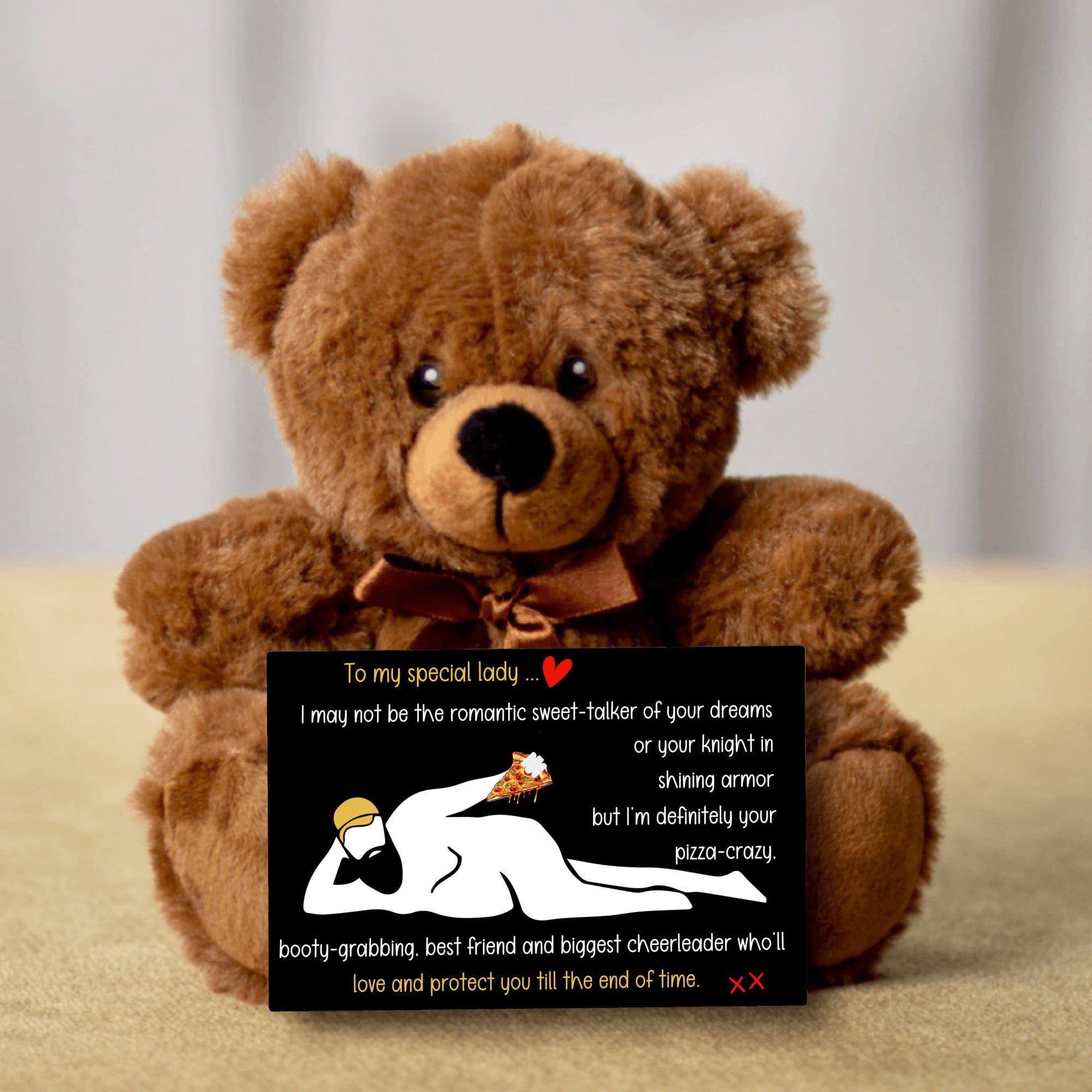 Teddy with PIZZA-CRAZY message | Hilarious and Romantic Gift for Her