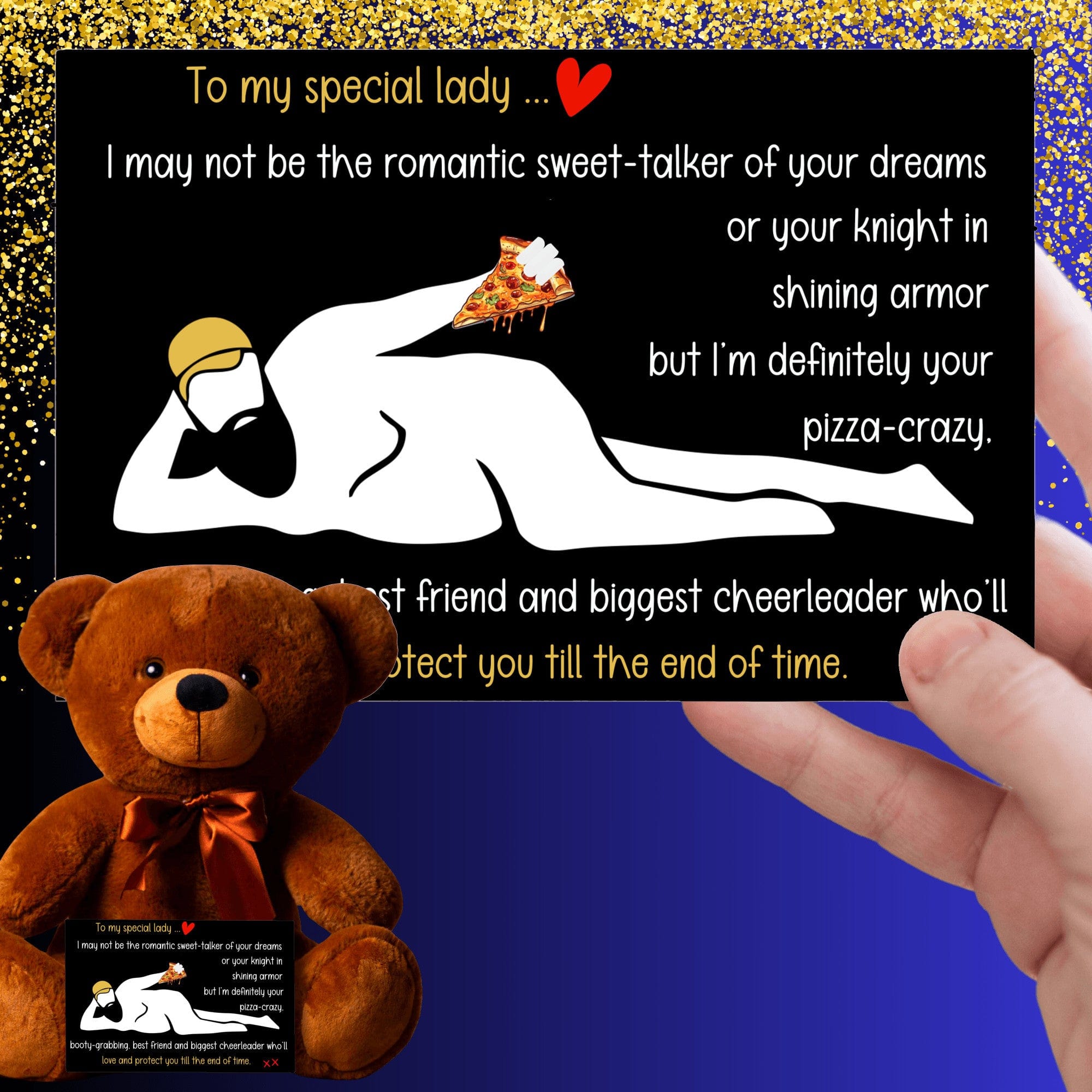 Teddy with PIZZA-CRAZY message | Hilarious and Romantic Gift for Her