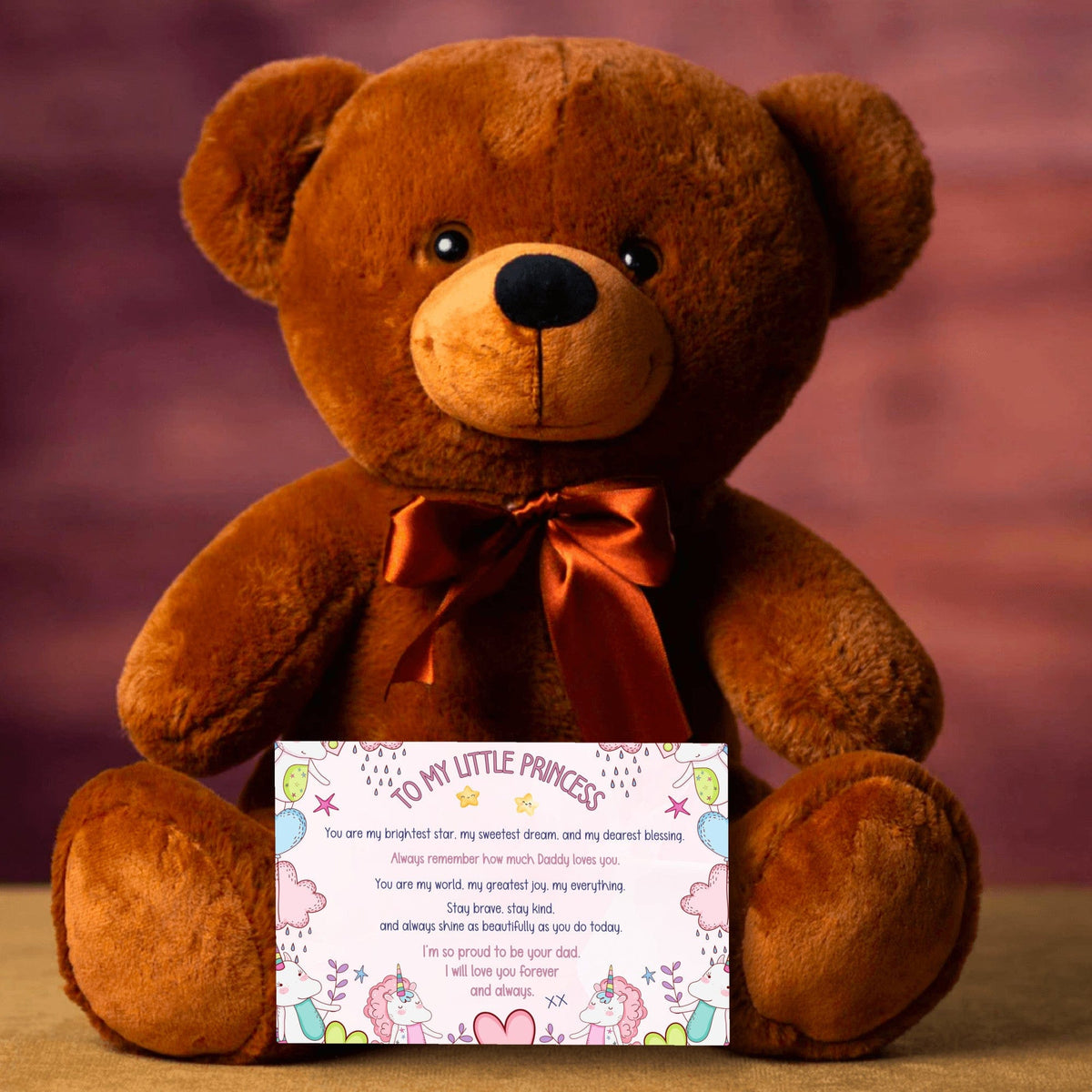 TO MY LITTLE PRINCESS - LOVE DAD - TEDDY with PERSONALIZABLE MESSAGE CARD