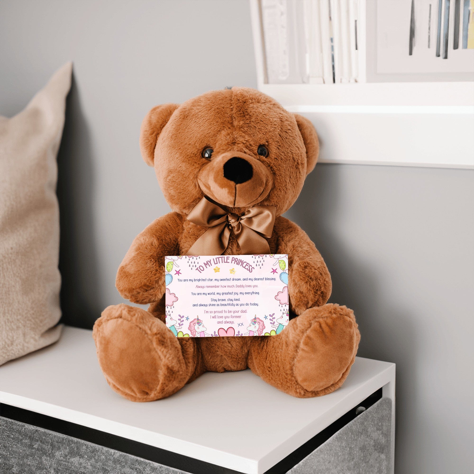 TO MY LITTLE PRINCESS - LOVE DAD - TEDDY with PERSONALIZABLE MESSAGE CARD