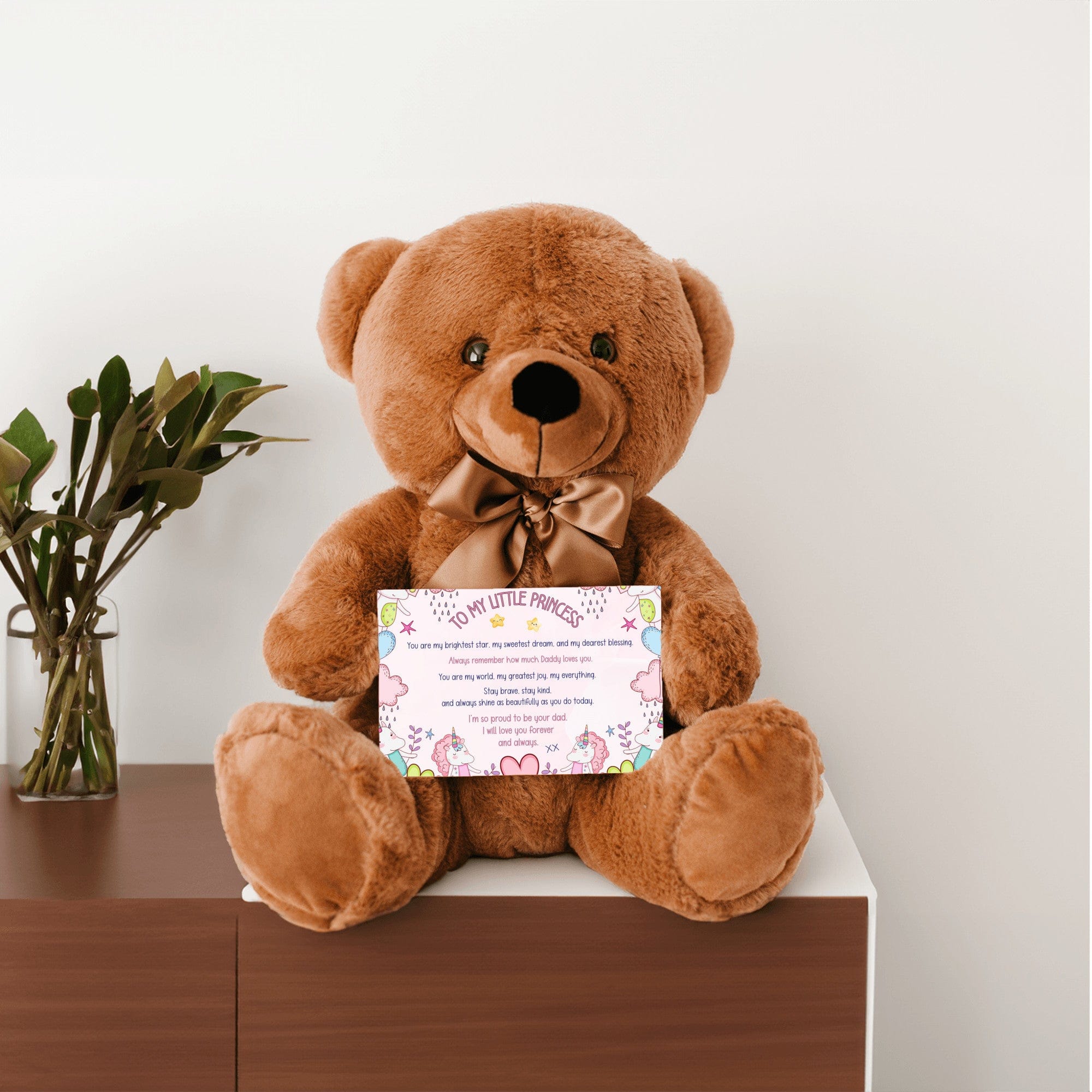 TO MY LITTLE PRINCESS - LOVE DAD - TEDDY with PERSONALIZABLE MESSAGE CARD