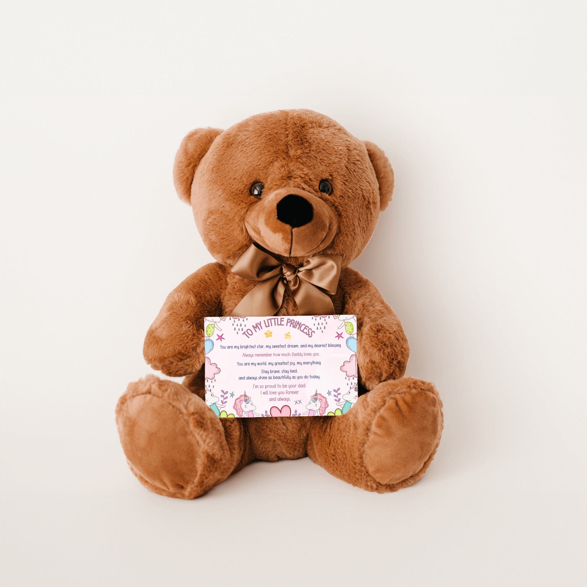 TO MY LITTLE PRINCESS - LOVE DAD - TEDDY with PERSONALIZABLE MESSAGE CARD