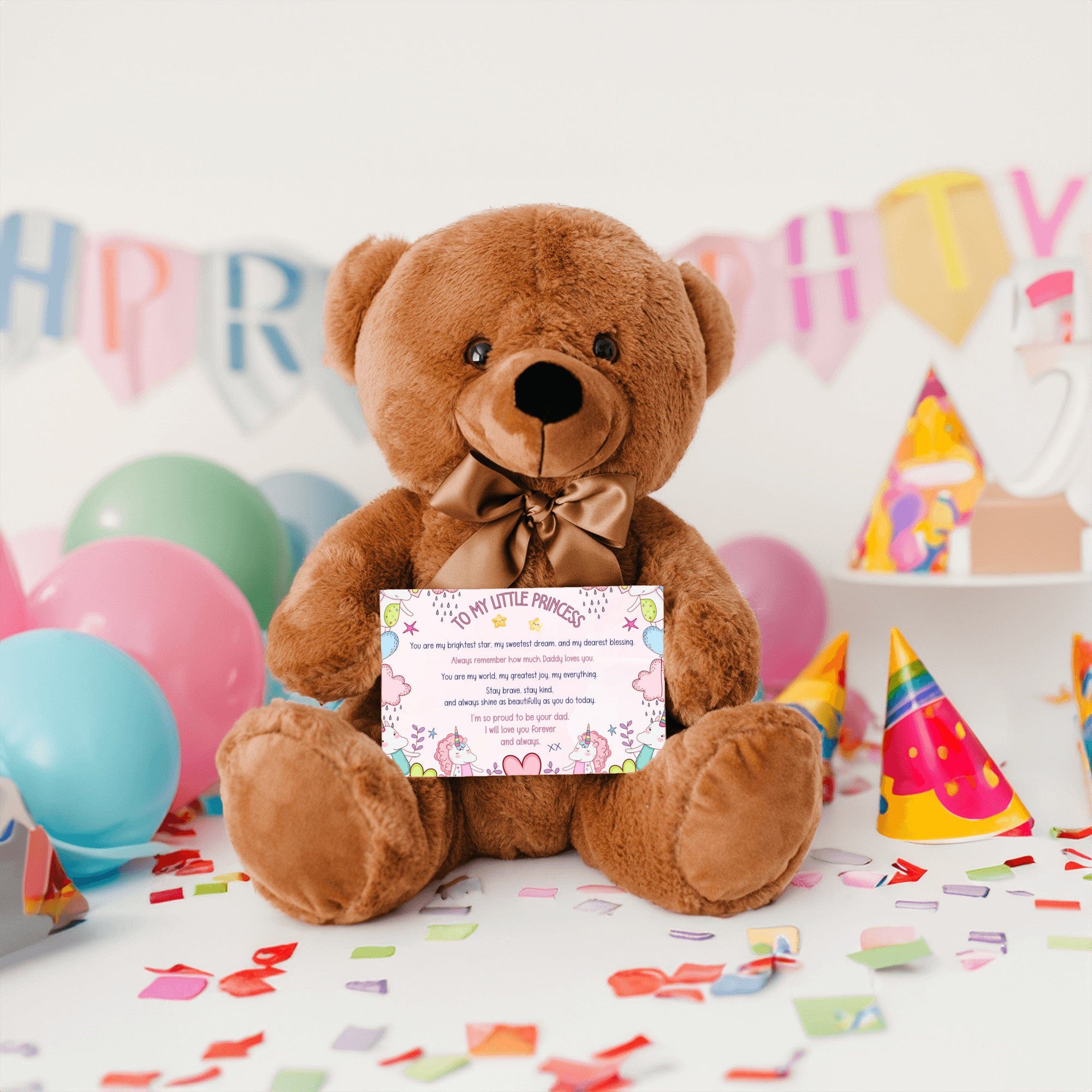 TO MY LITTLE PRINCESS - LOVE DAD - TEDDY with PERSONALIZABLE MESSAGE CARD