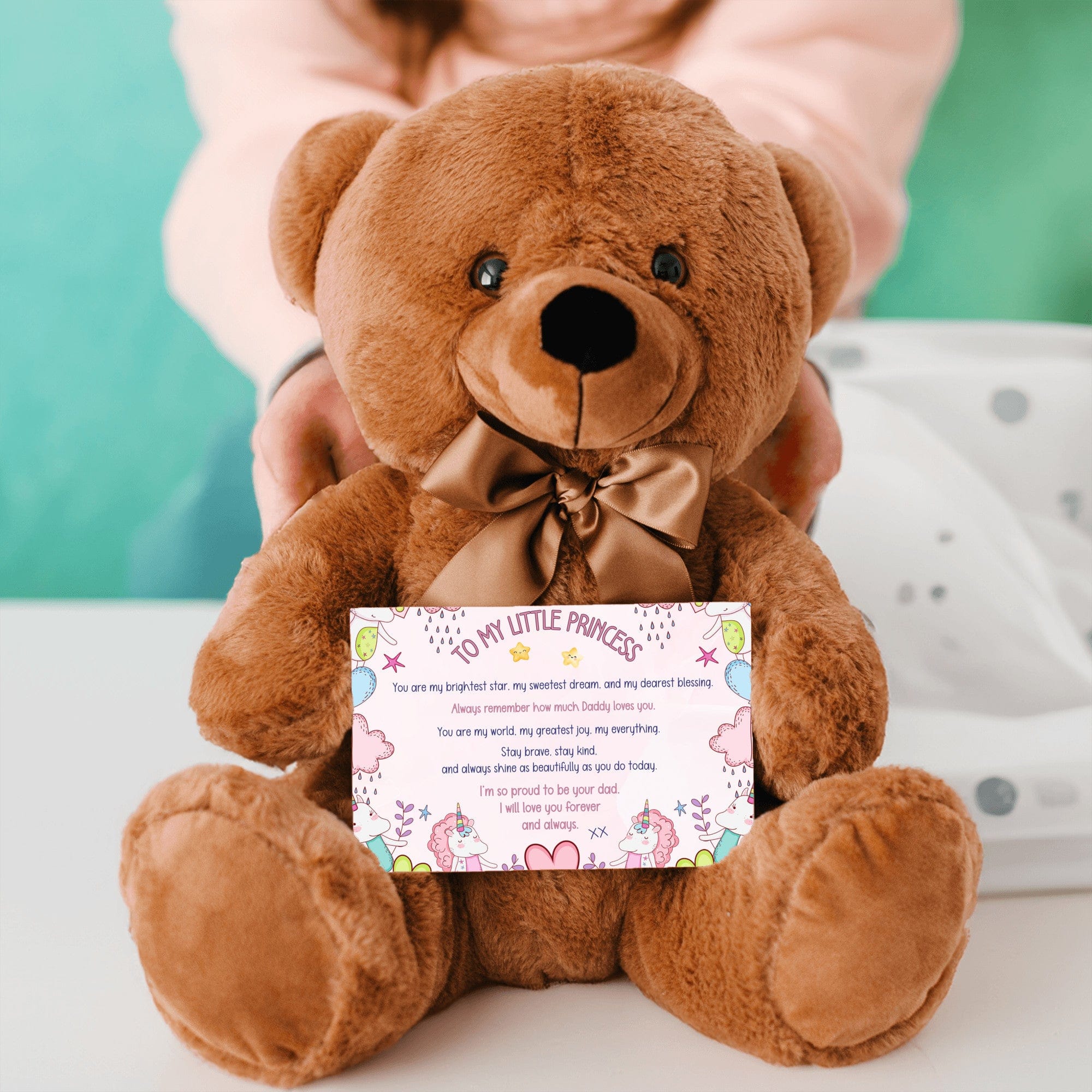 TO MY LITTLE PRINCESS - LOVE DAD - TEDDY with PERSONALIZABLE MESSAGE CARD