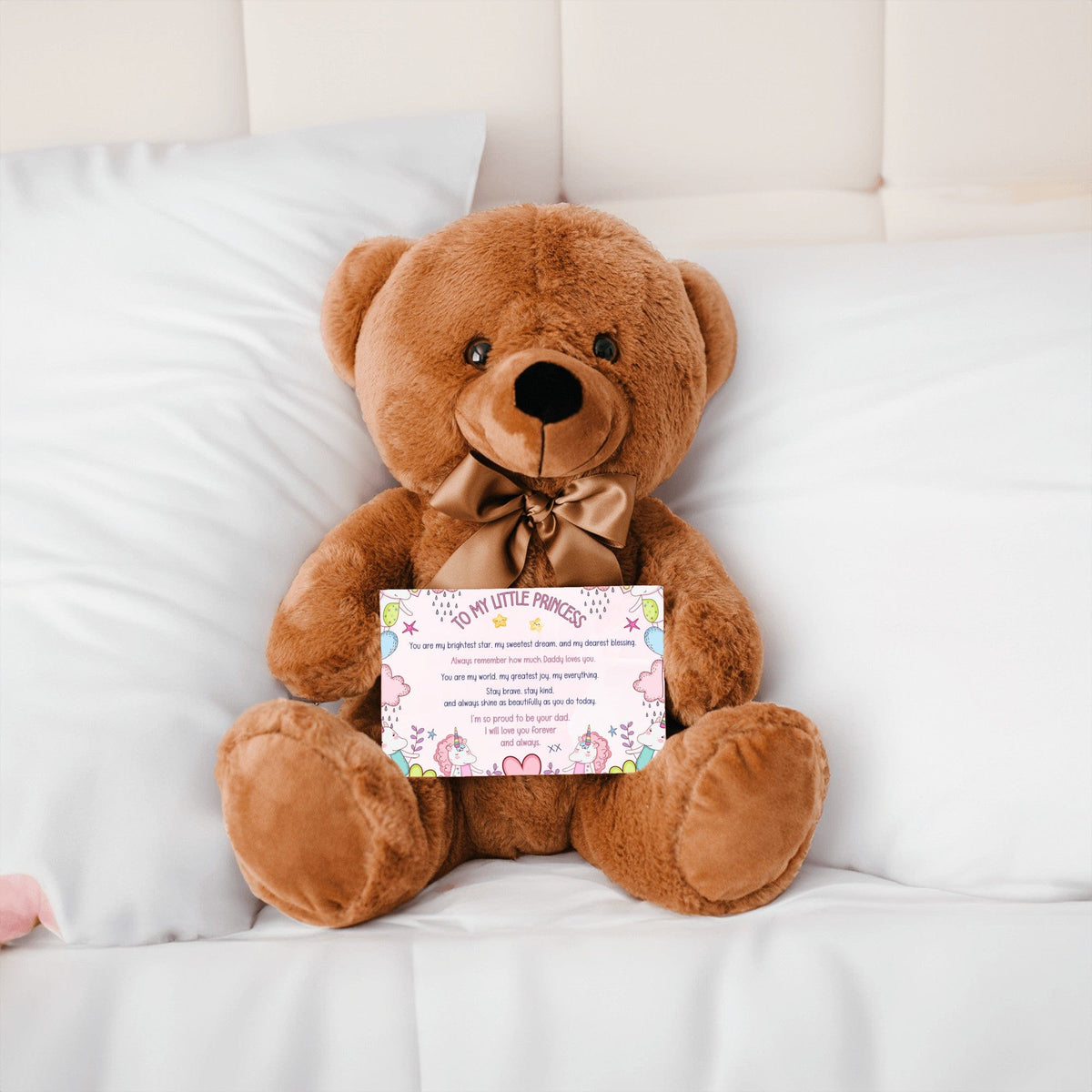 TO MY LITTLE PRINCESS - LOVE DAD - TEDDY with PERSONALIZABLE MESSAGE CARD