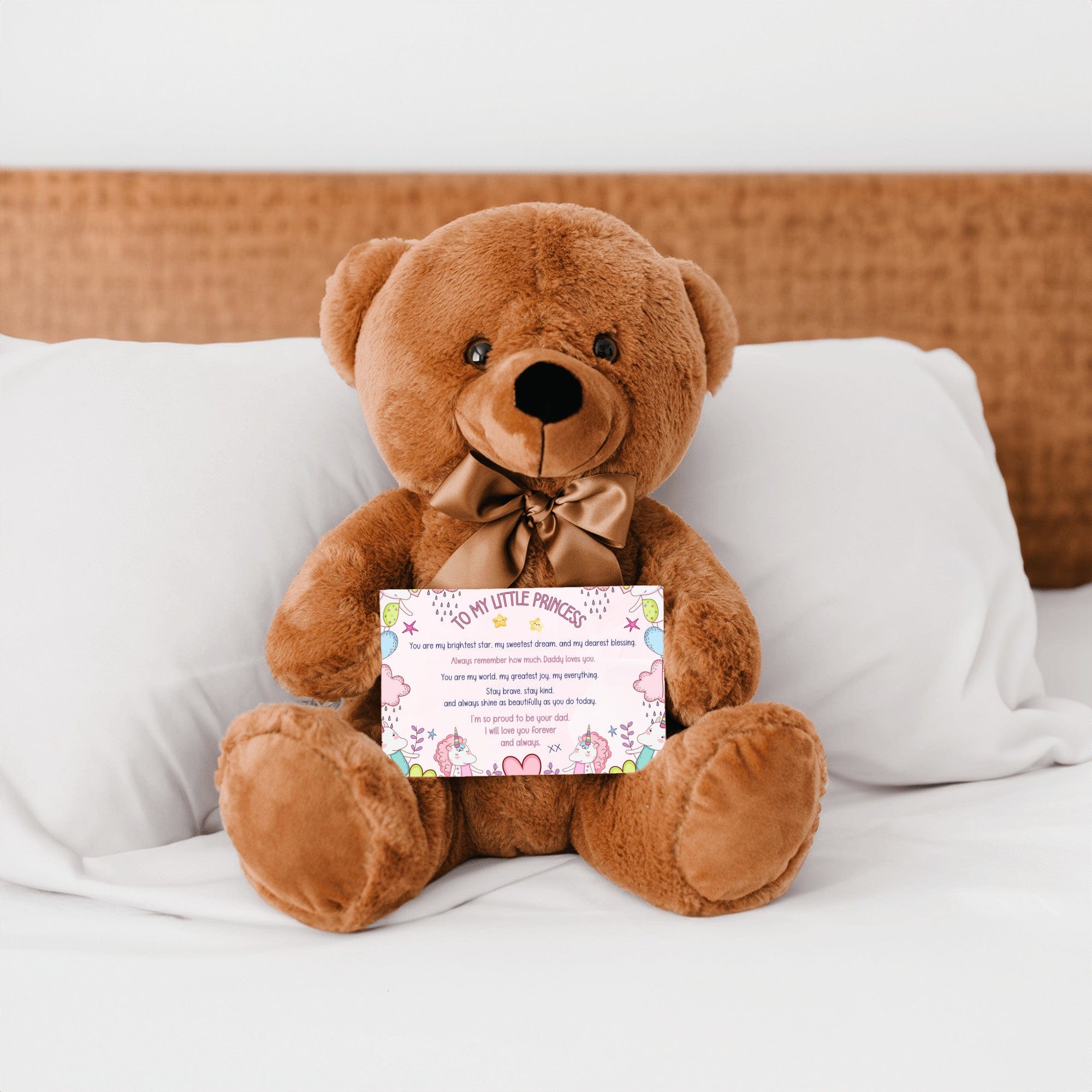 TO MY LITTLE PRINCESS - LOVE DAD - TEDDY with PERSONALIZABLE MESSAGE CARD