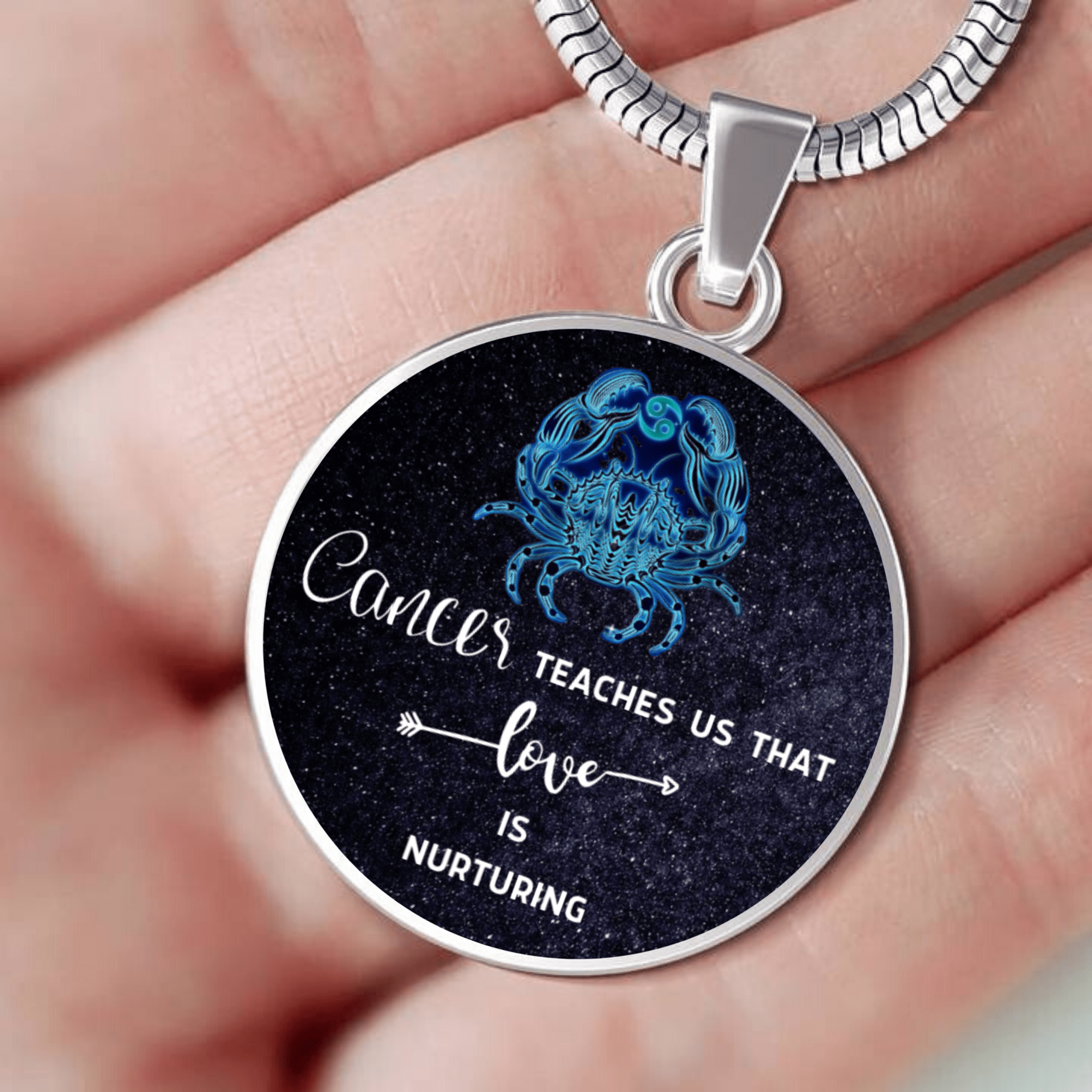 CANCER - Luxury Necklace with Circle Pendant || PERSONALIZE